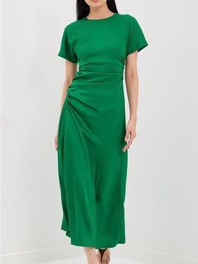 Simkhai Marabella Green Ruched Short-Sleeve Maxi Dress
